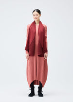 A model wears the PLEATS PLEASE ISSEY MIYAKE MONTHLY COLORS OCTOBER vest.