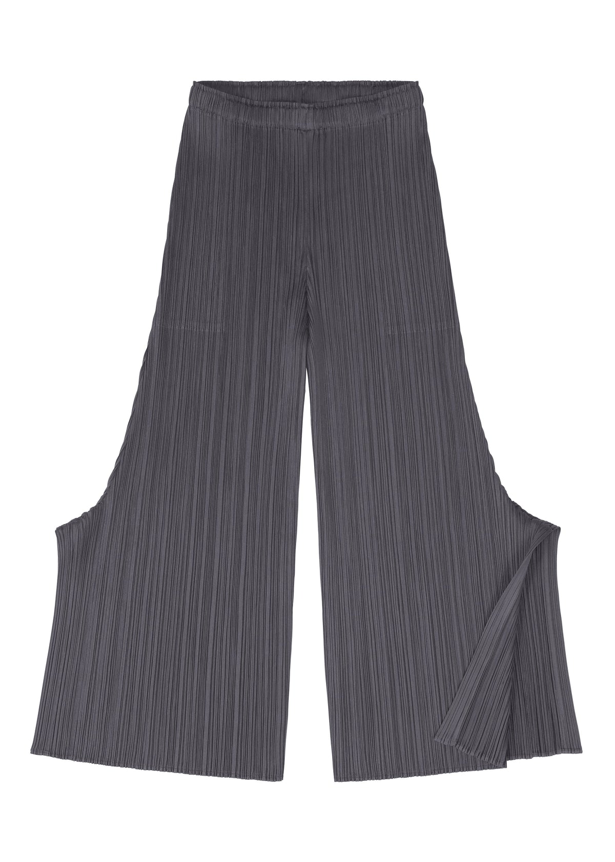 A detail shot of the PLEATS PLEASE ISSEY MIYAKE MONTHLY COLORS JULY trousers.