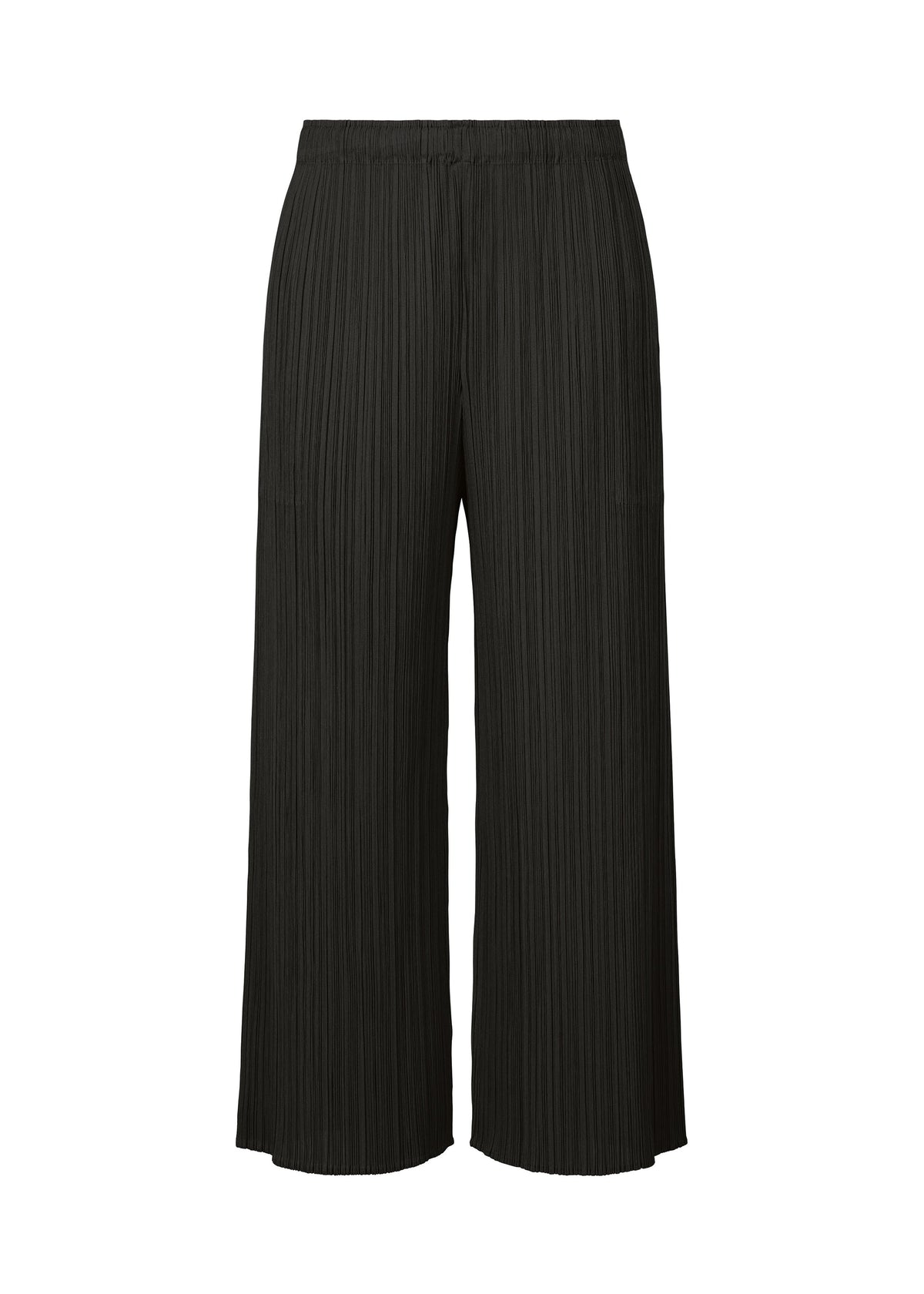 A product shot of the PLEATS PLEASE ISSEY MIYAKE MONTHLY COLORS AUGUST trousers in black (15).