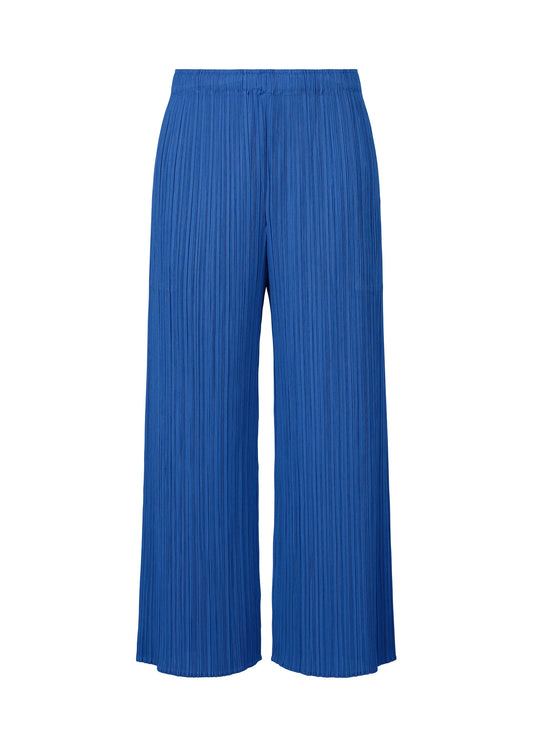 A product shot of the PLEATS PLEASE ISSEY MIYAKE MONTHLY COLORS AUGUST trousers in blue (72).