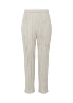 A product shot of the PLEATS PLEASE ISSEY MIYAKE MONTHLY COLORS SEPTEMBER trousers in light grey (10).