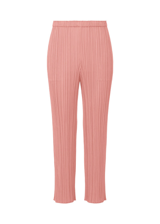 A product shot of the PLEATS PLEASE ISSEY MIYAKE MONTHLY COLORS SEPTEMBER trousers in rose pink (28).