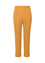 A product shot of the PLEATS PLEASE ISSEY MIYAKE MONTHLY COLORS SEPTEMBER trousers in ochre (56).