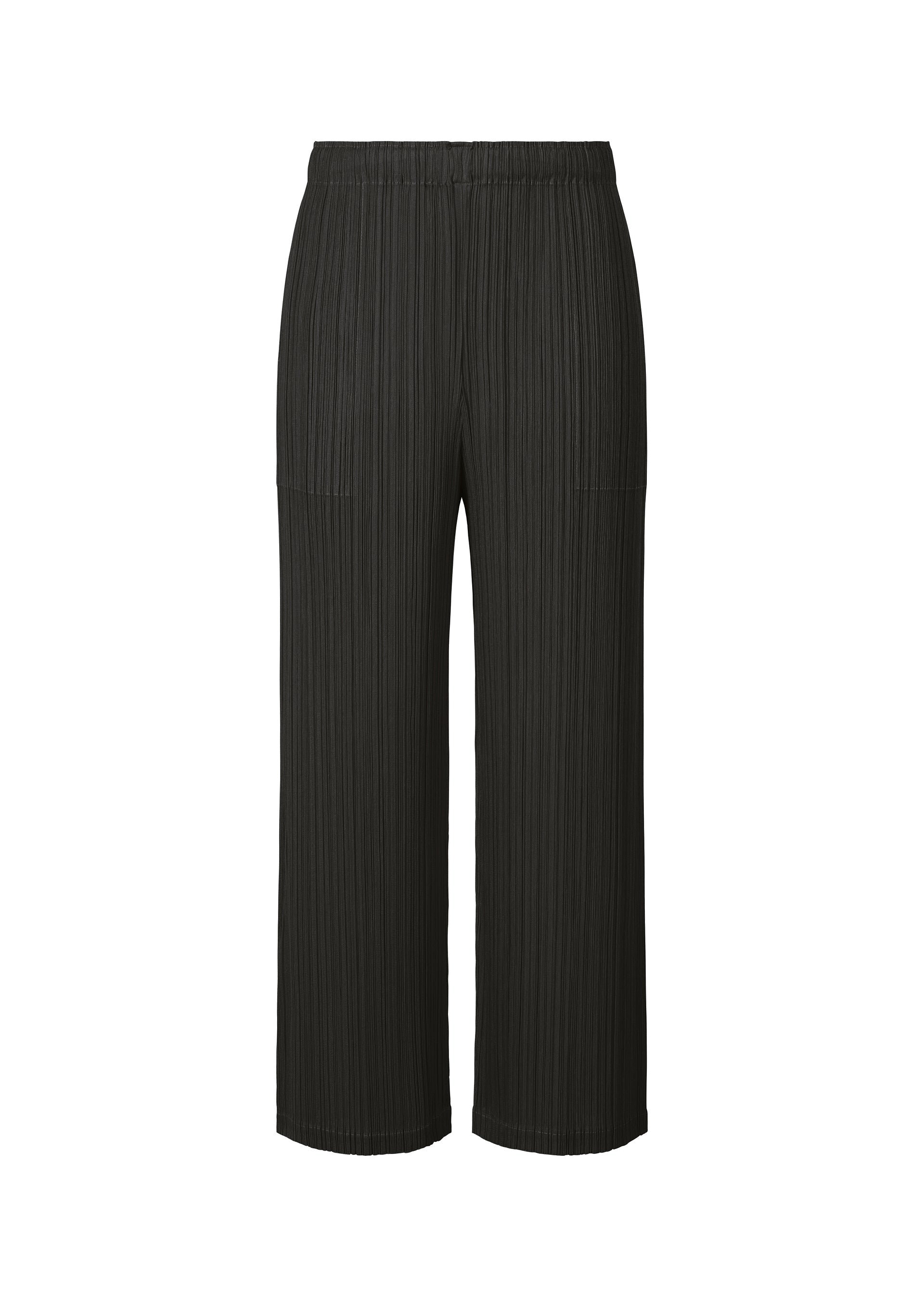 A product shot of the PLEATS PLEASE ISSEY MIYAKE MONTHLY COLORS OCTOBER trousers in black (15).