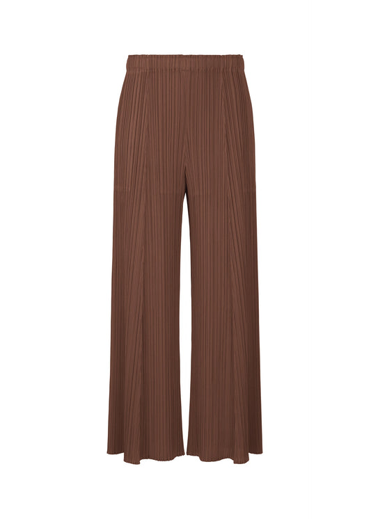 A product shot of the PLEATS PLEASE ISSEY MIYAKE MONTHLY COLORS NOVEMBER trousers in brown (44).