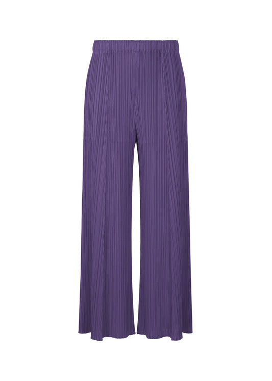 A product shot of the PLEATS PLEASE ISSEY MIYAKE MONTHLY COLORS NOVEMBER trousers in purple (81).