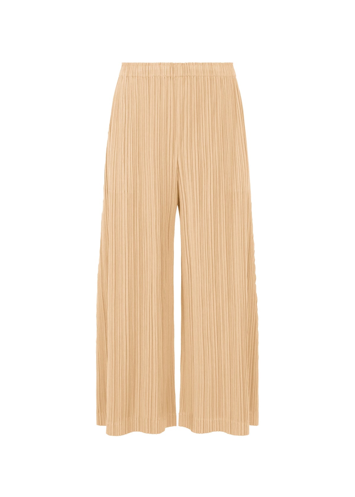 A product shot of the PLEATS PLEASE ISSEY MIYAKE WOOL PLEATS trousers in light beige (40).