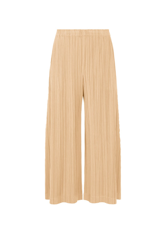 A product shot of the PLEATS PLEASE ISSEY MIYAKE WOOL PLEATS trousers in light beige (40).