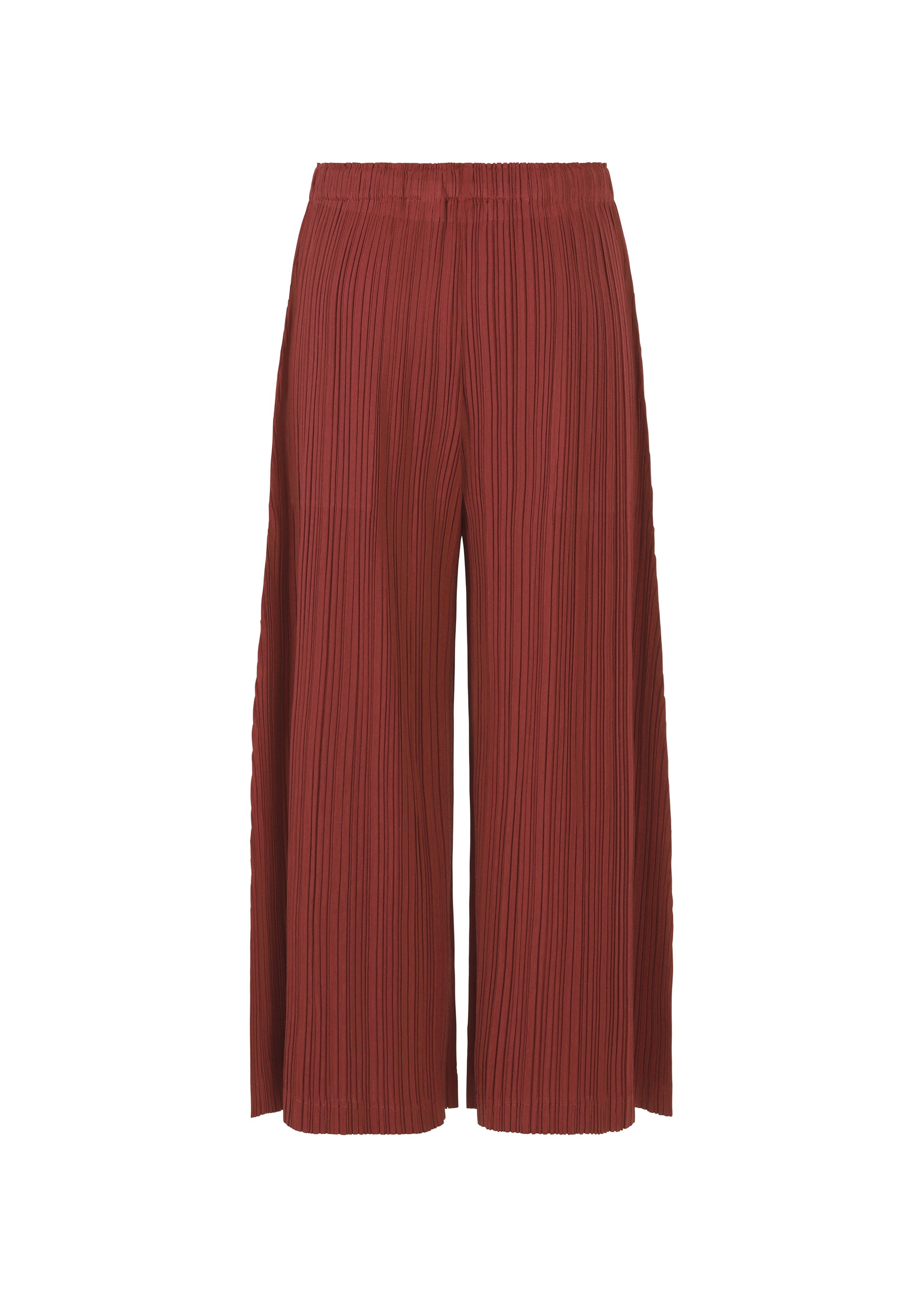 A detail shot of the PLEATS PLEASE ISSEY MIYAKE WOOL PLEATS trousers.