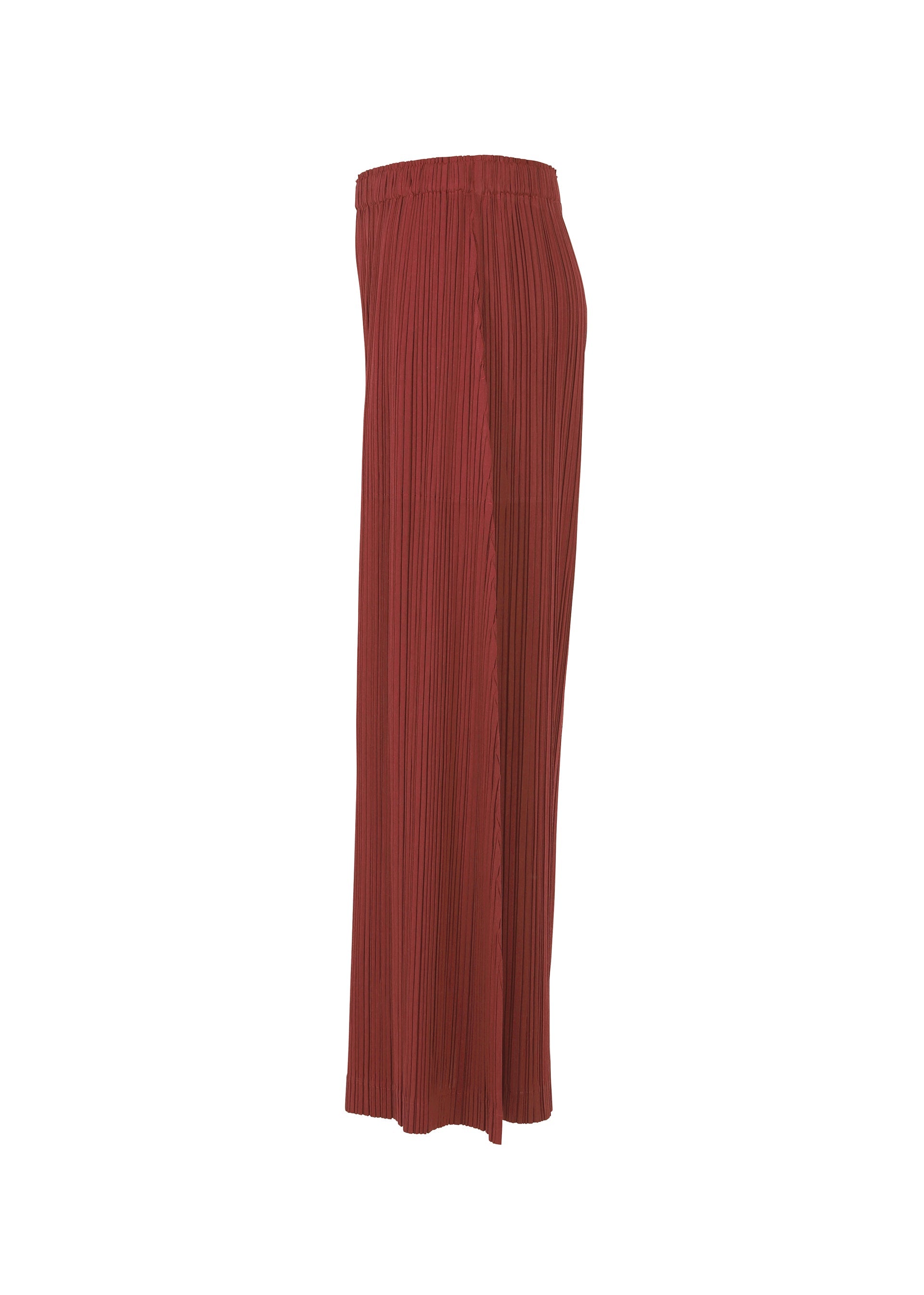 A detail shot of the PLEATS PLEASE ISSEY MIYAKE WOOL PLEATS trousers.