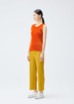 A model wears the PLEATS PLEASE ISSEY MIYAKE THICKER BOTTOMS 1 trousers.