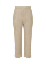 A product shot of the PLEATS PLEASE ISSEY MIYAKE THICKER BOTTOMS 1 trousers in greige.