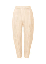 A product shot of the PLEATS PLEASE ISSEY MIYAKE THICKER BOTTOMS 2 trousers in off white (02).