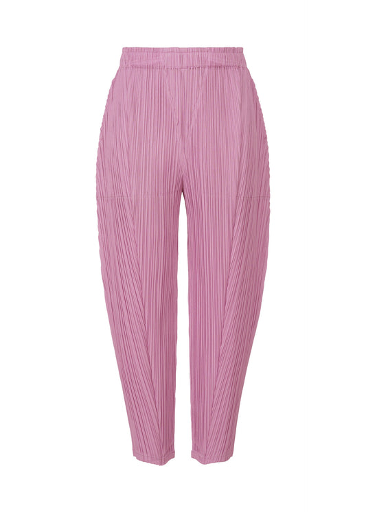 A product shot of the PLEATS PLEASE ISSEY MIYAKE THICKER BOTTOMS 2 trousers in orchid pink (19).