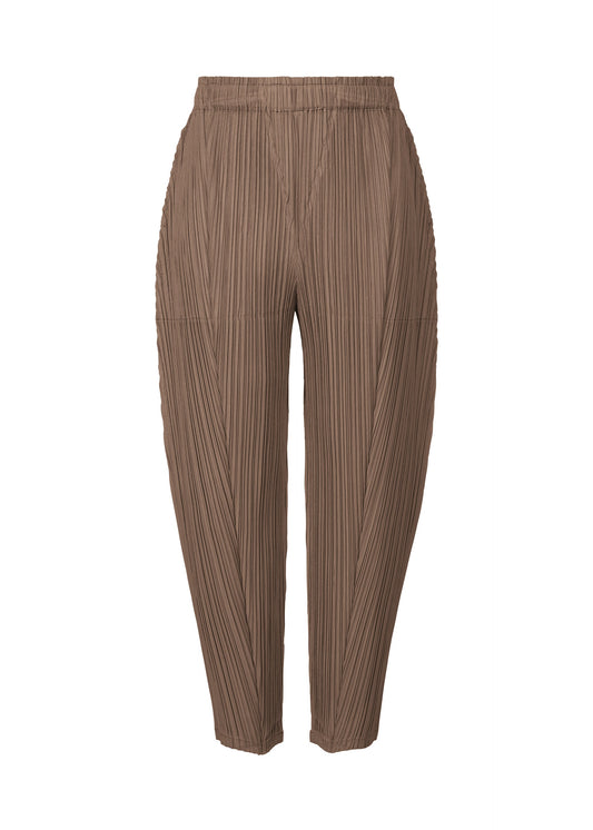 A product shot of the PLEATS PLEASE ISSEY MIYAKE THICKER BOTTOMS 2 trousers in brown (44).
