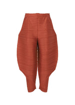 A product shot of the PLEATS PLEASE ISSEY MIYAKE THICKER BOUNCE trousers in terracotta (46).