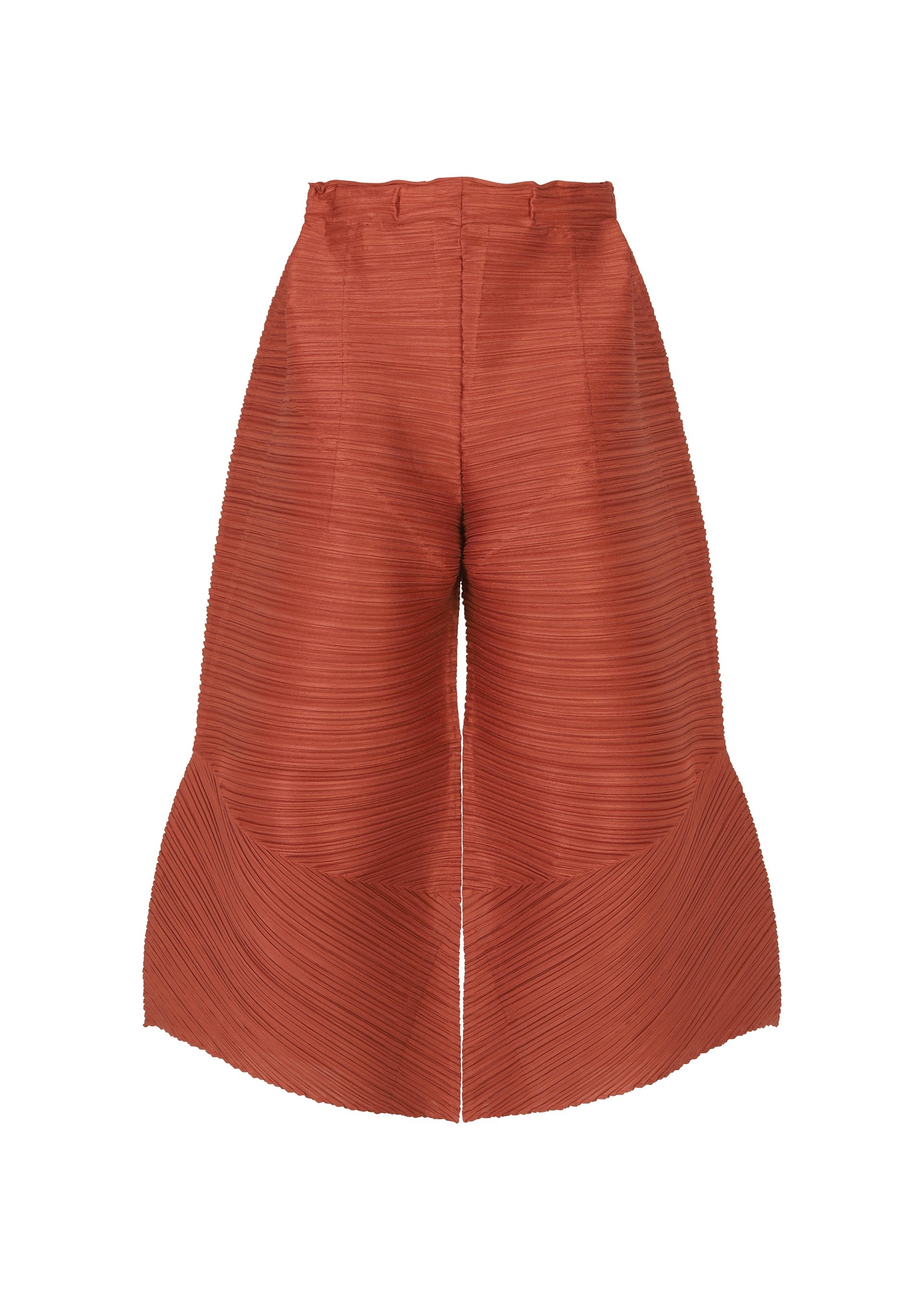 A product shot of the PLEATS PLEASE ISSEY MIYAKE THICKER BOUNCE trousers in terracotta (46).