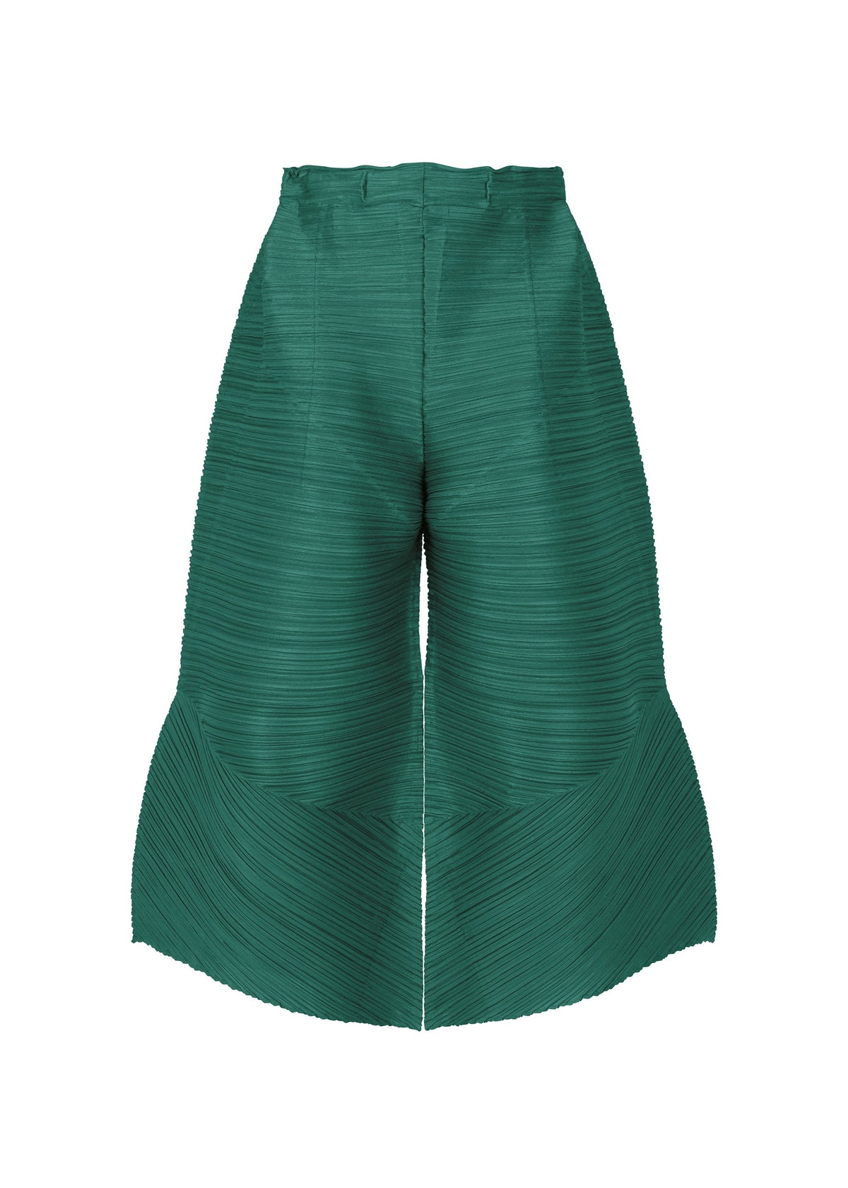A product shot of the PLEATS PLEASE ISSEY MIYAKE THICKER BOUNCE trousers in green (62).