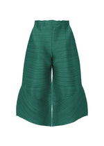 A product shot of the PLEATS PLEASE ISSEY MIYAKE THICKER BOUNCE trousers in green (62).