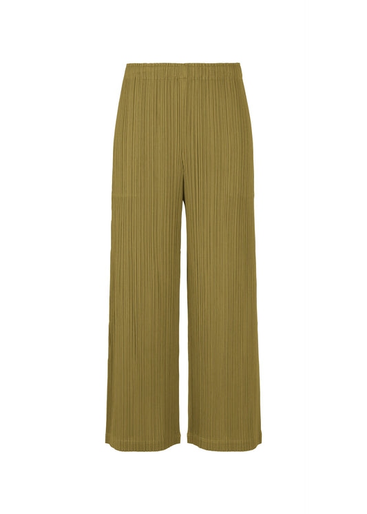 A product shot of the PLEATS PLEASE ISSEY MIYAKE LOOP BOTTOMS clothing in khaki (65).