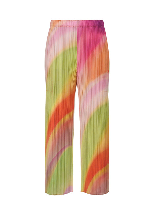 A product shot of the PLEATS PLEASE ISSEY MIYAKE GROOVE trousers in bright pink (27).