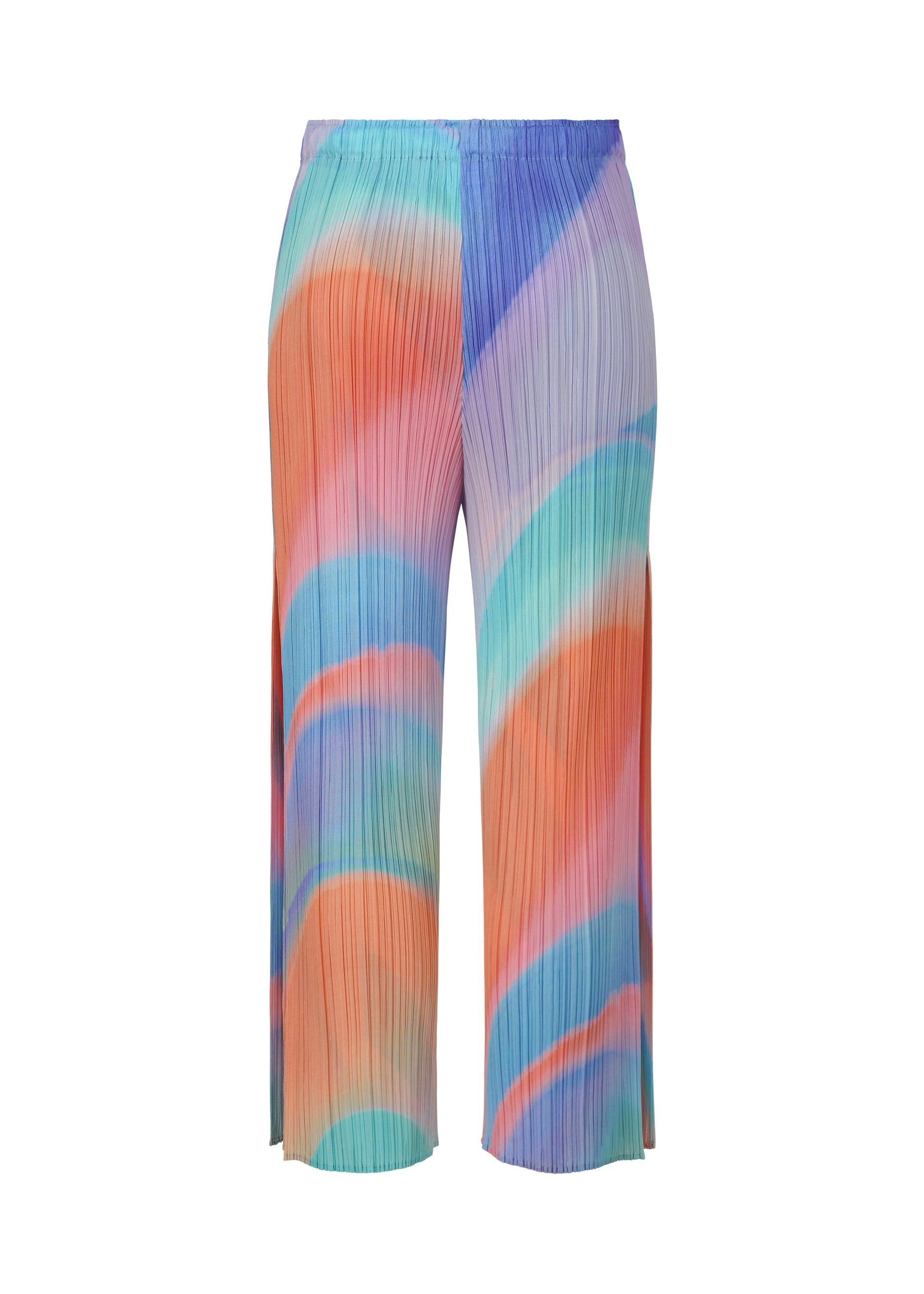 A detail shot of the PLEATS PLEASE ISSEY MIYAKE GROOVE trousers.