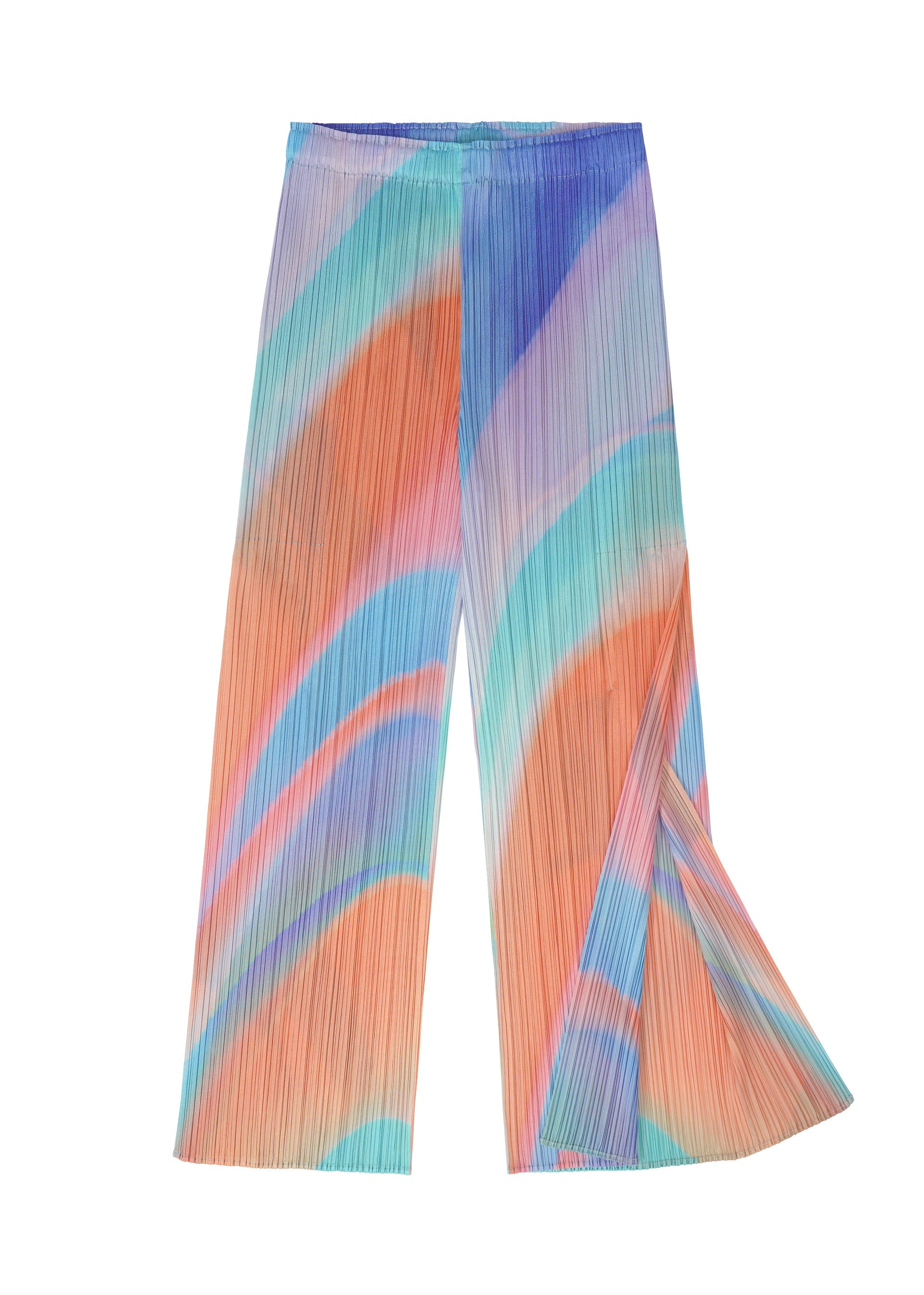 A detail shot of the PLEATS PLEASE ISSEY MIYAKE GROOVE trousers.