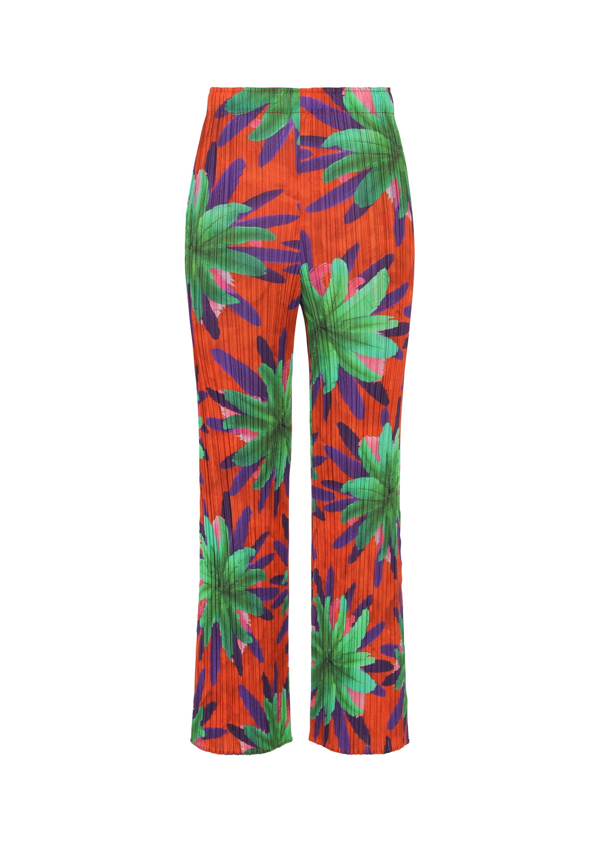 A product shot of the PLEATS PLEASE ISSEY MIYAKE CARNIVAL trousers in red (24).