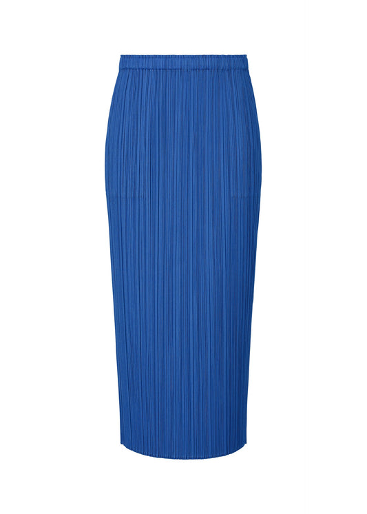 A product shot of the PLEATS PLEASE ISSEY MIYAKE MONTHLY COLORS AUGUST skirt in blue (72).