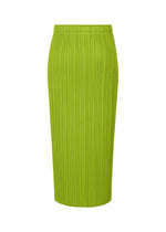 A detail shot of the PLEATS PLEASE ISSEY MIYAKE MONTHLY COLORS AUGUST skirt.