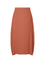 A product shot of the PLEATS PLEASE ISSEY MIYAKE MONTHLY COLORS OCTOBER skirt in coral pink (29).