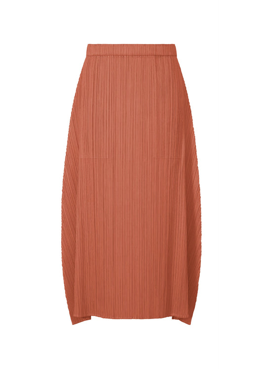 A product shot of the PLEATS PLEASE ISSEY MIYAKE MONTHLY COLORS OCTOBER skirt in coral pink (29).