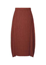 A product shot of the PLEATS PLEASE ISSEY MIYAKE MONTHLY COLORS OCTOBER skirt in brown red (45).