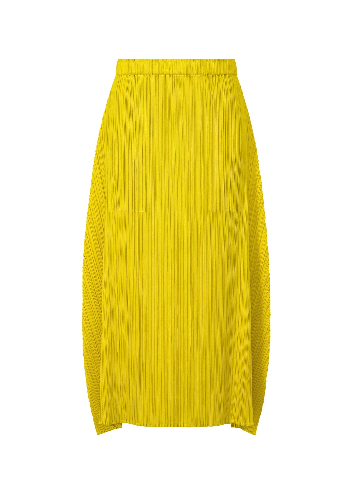 A product shot of the PLEATS PLEASE ISSEY MIYAKE MONTHLY COLORS OCTOBER skirt in canary yellow (51).