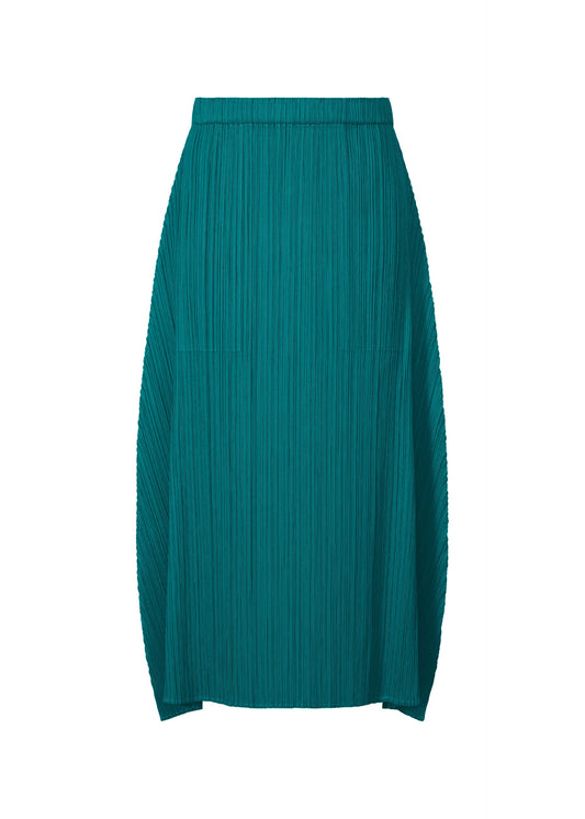 A product shot of the PLEATS PLEASE ISSEY MIYAKE MONTHLY COLORS OCTOBER skirt in turquoise green (61).
