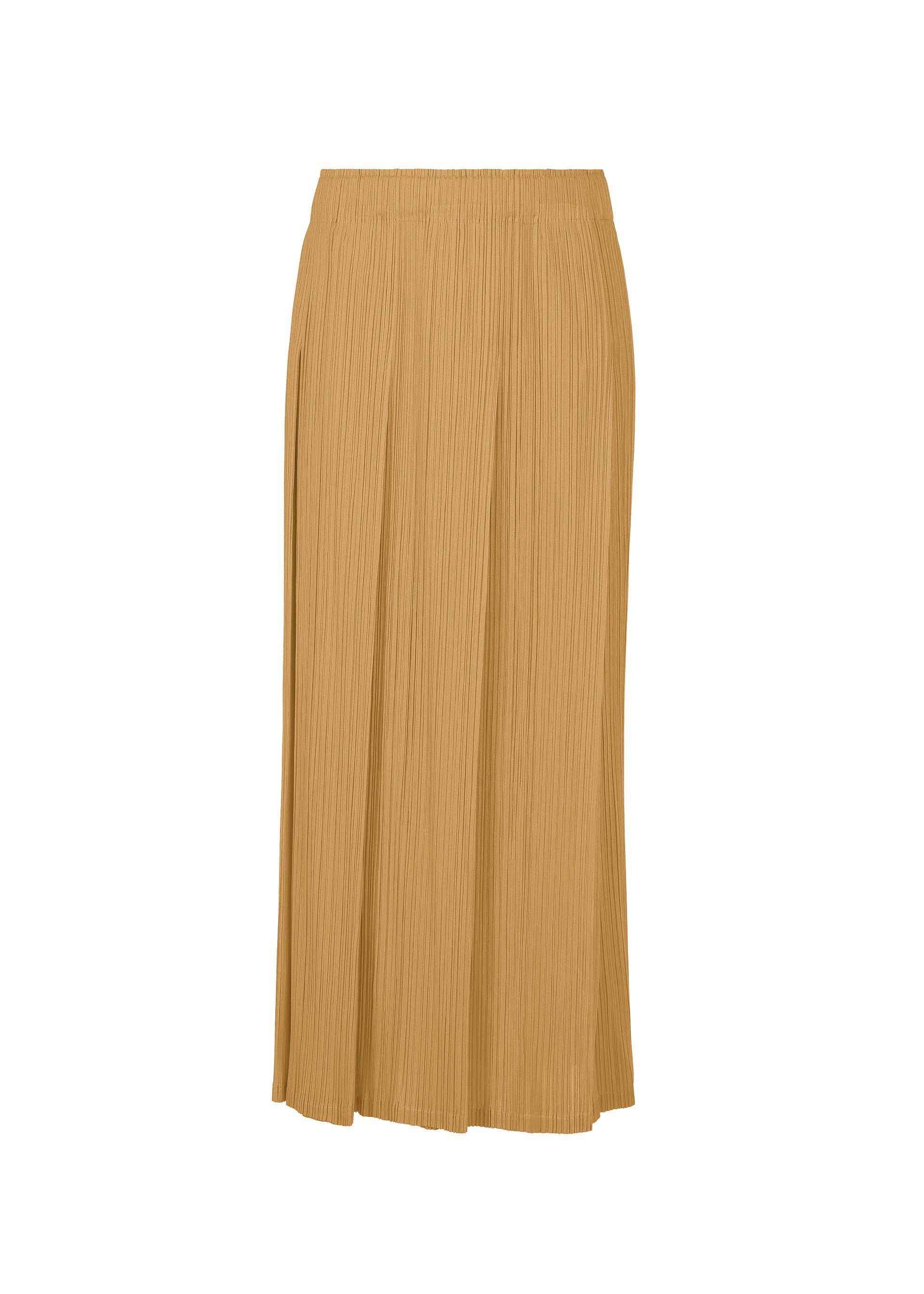 A product shot of the PLEATS PLEASE ISSEY MIYAKE MONTHLY COLORS DECEMBER clothing in yellow ochre (55).