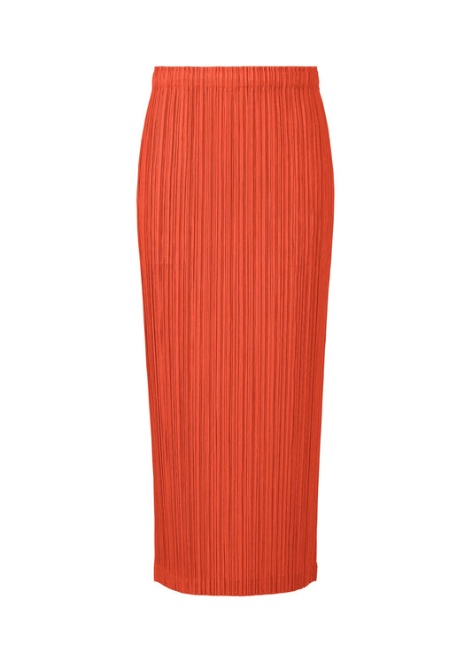 A product shot of the PLEATS PLEASE ISSEY MIYAKE THICKER BOTTOMS 1 skirt in bright red.