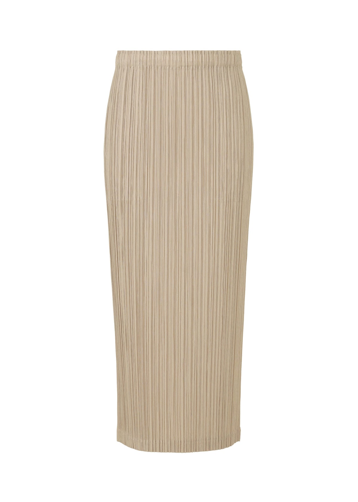 A product shot of the PLEATS PLEASE ISSEY MIYAKE THICKER BOTTOMS 1 skirt in greige.