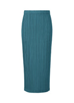 A product shot of the PLEATS PLEASE ISSEY MIYAKE THICKER BOTTOMS 1 skirt in peacock blue.