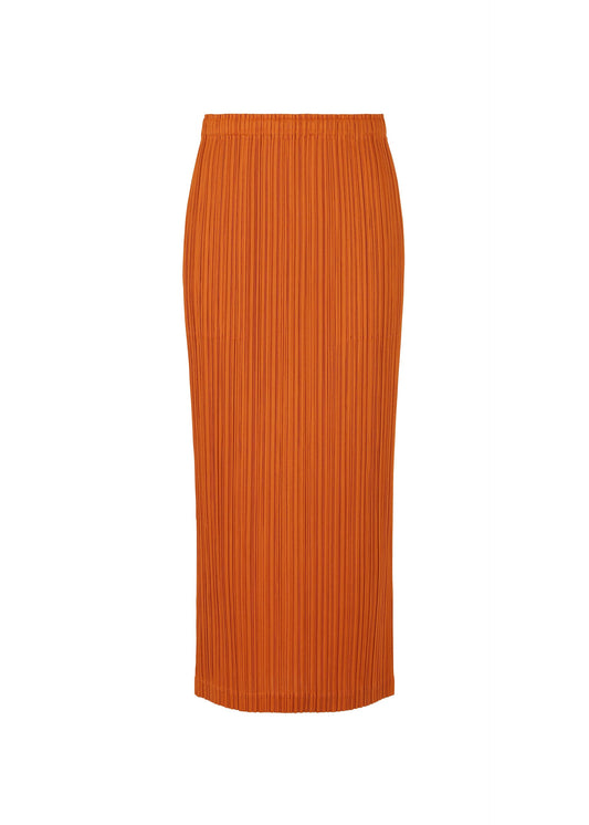 A product shot of the PLEATS PLEASE ISSEY MIYAKE LOOP BOTTOMS clothing in dark orange (33).