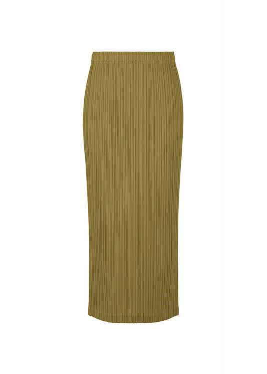 A product shot of the PLEATS PLEASE ISSEY MIYAKE LOOP BOTTOMS clothing in khaki (65).