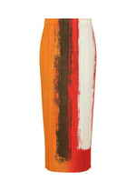 A product shot of the PLEATS PLEASE ISSEY MIYAKE JUMP skirt in red.