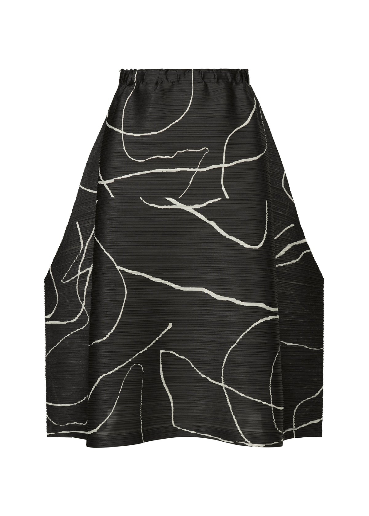 A detail shot of the PLEATS PLEASE ISSEY MIYAKE PAUSE skirt.