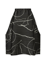 A detail shot of the PLEATS PLEASE ISSEY MIYAKE PAUSE skirt.