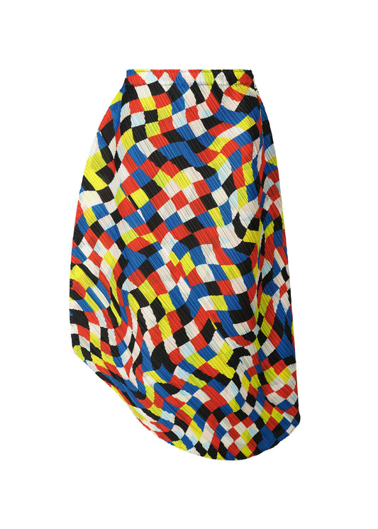 A product shot of the PLEATS PLEASE ISSEY MIYAKE DANCING SQUARE skirt in multi (94).
