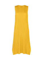 A product shot of the PLEATS PLEASE ISSEY MIYAKE MONTHLY COLORS JULY dress in yellow.