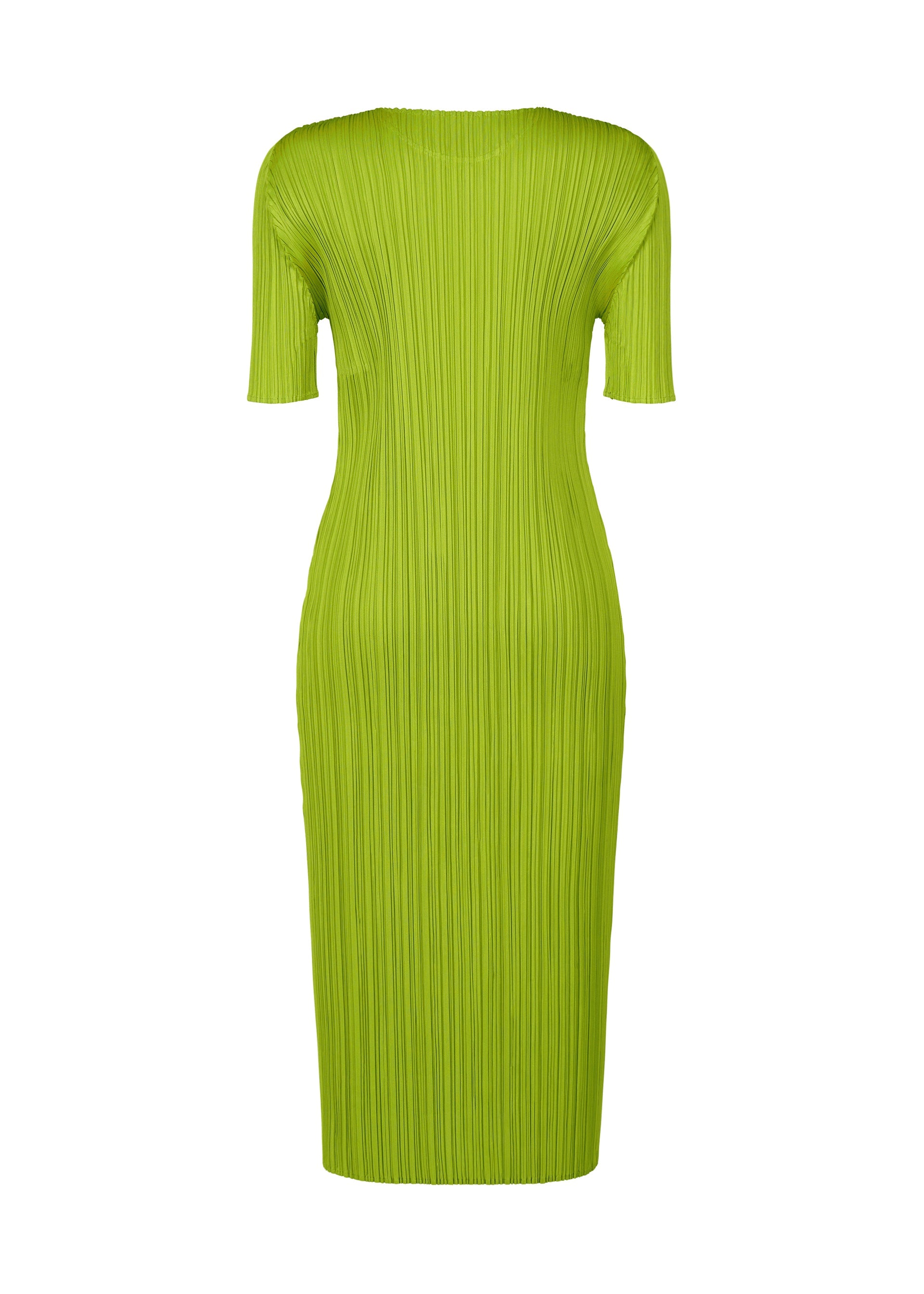 A detail shot of the PLEATS PLEASE ISSEY MIYAKE MONTHLY COLORS AUGUST dress.