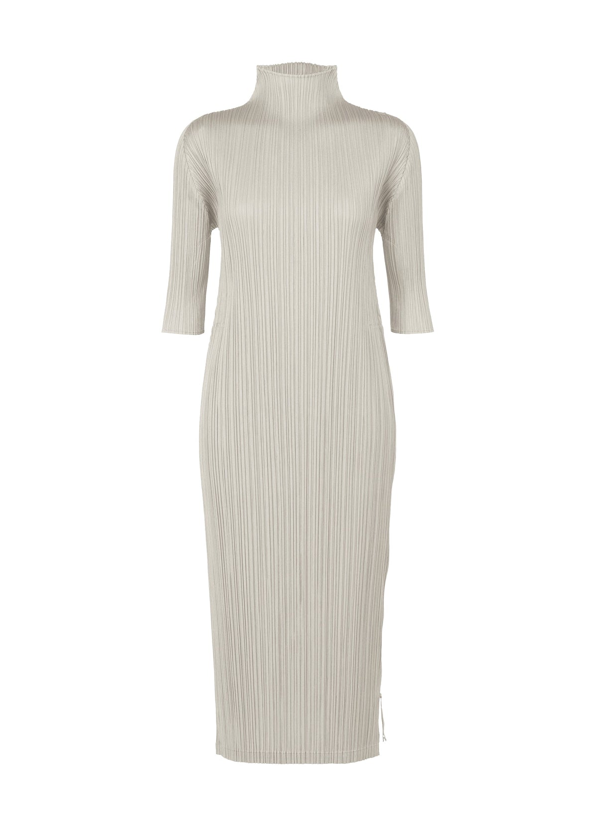A product shot of the PLEATS PLEASE ISSEY MIYAKE MONTHLY COLORS SEPTEMBER dress in light grey (10).