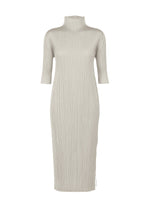 A product shot of the PLEATS PLEASE ISSEY MIYAKE MONTHLY COLORS SEPTEMBER dress in light grey (10).