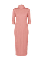 A product shot of the PLEATS PLEASE ISSEY MIYAKE MONTHLY COLORS SEPTEMBER dress in rose pink (28).